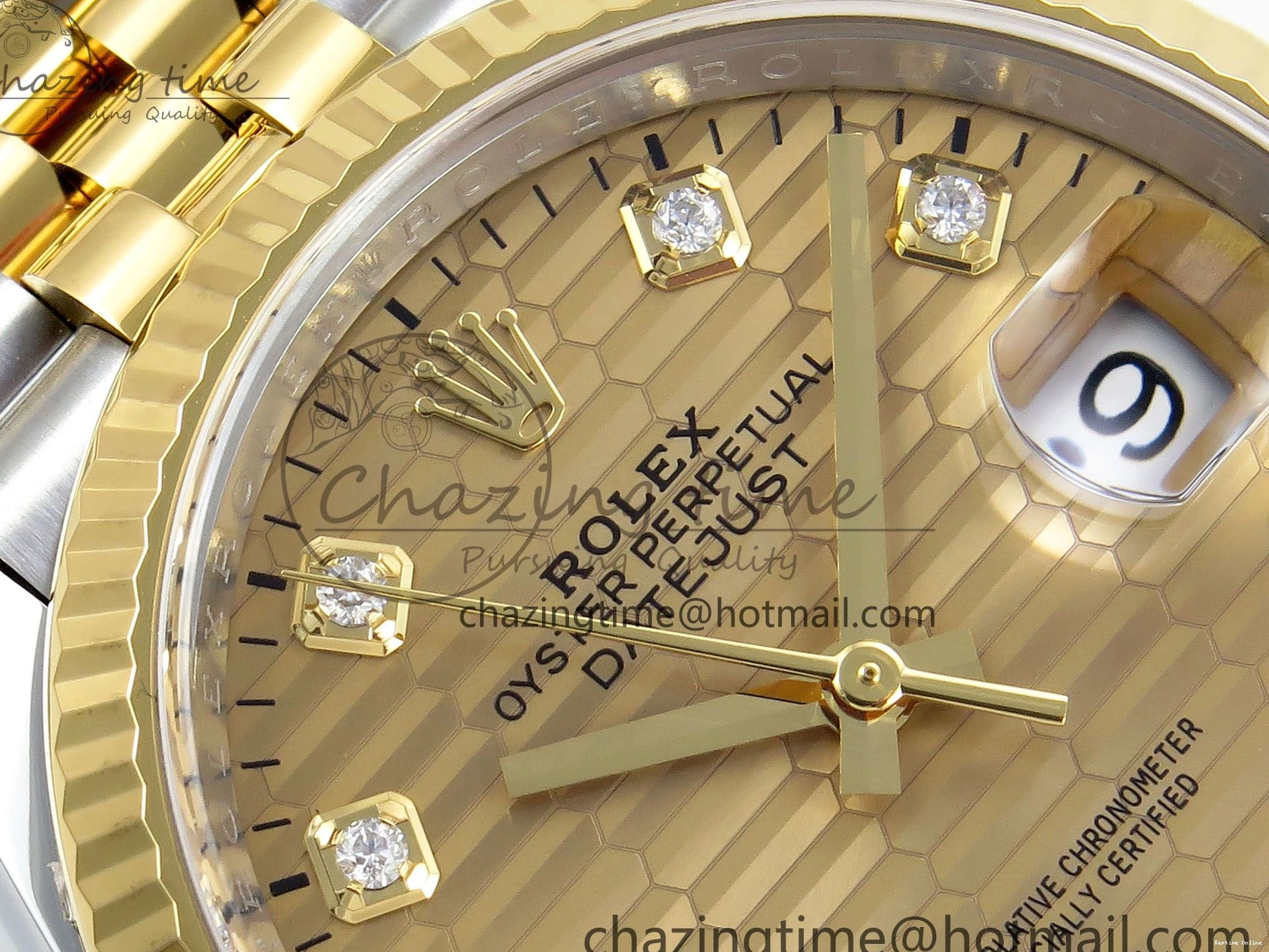 0418 Effortless DateJust 36 126233 Clean 1:1 Best Edition 904L Steel YG Textured Diamonds Dial on SS YG Jubilee Bracelet VR 1500